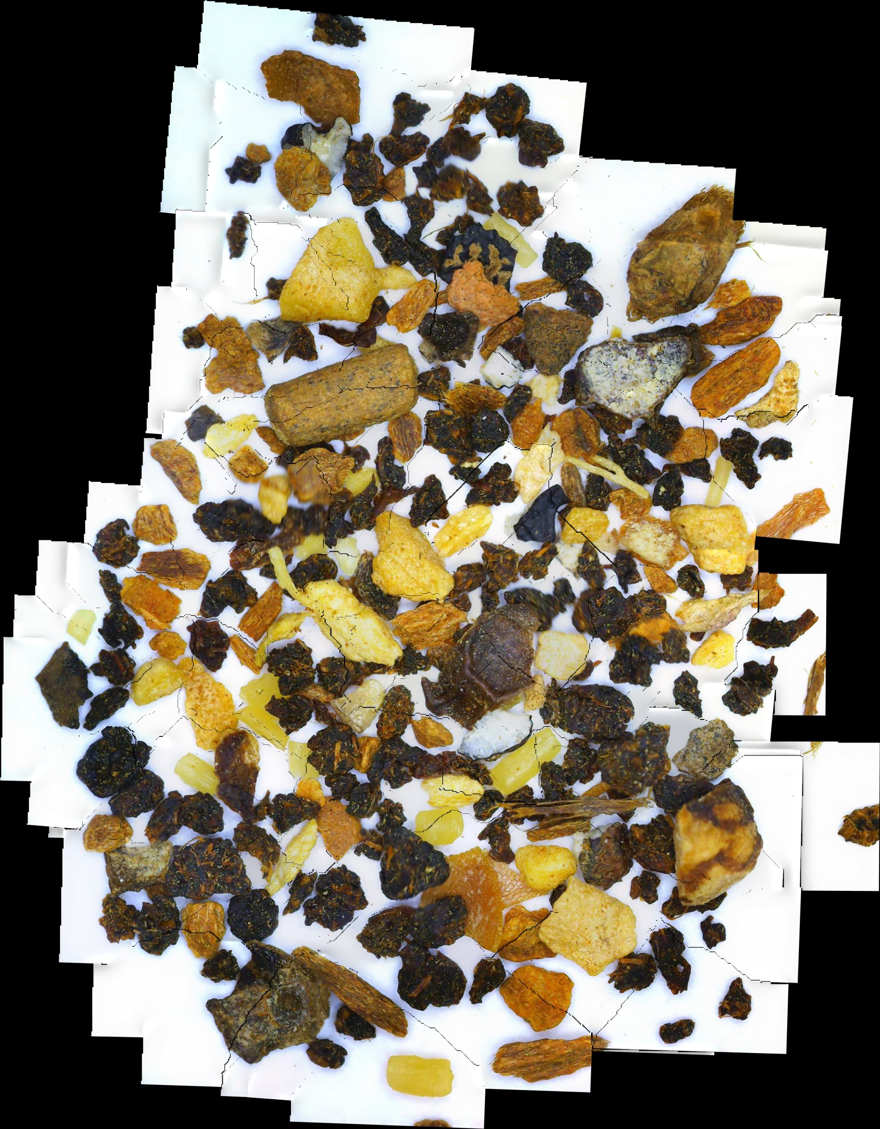 Tea mixture — raw output of the computer-vision stitching pipeline